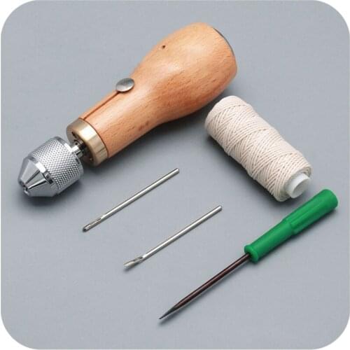 Speedy Stitcher Sewing Awl Hand Stitcher Repair Tool Kit for Leather and Heavy Fabrics with 2pcs Needles and Yarn