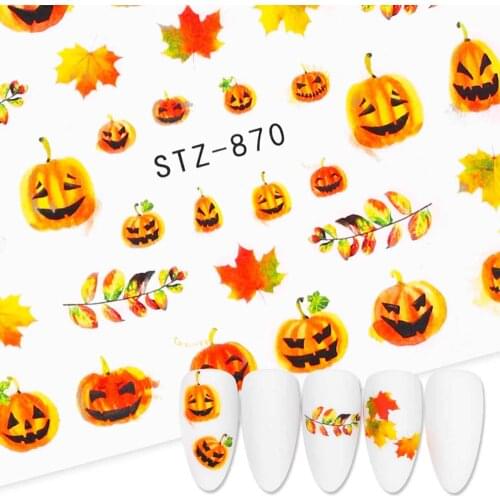 5Sheet Autumn Series 3D Nail Stickers Maple Leaves Designs Water Transfer Decals Slider Manicure DIY Tips Nail Art Decorations