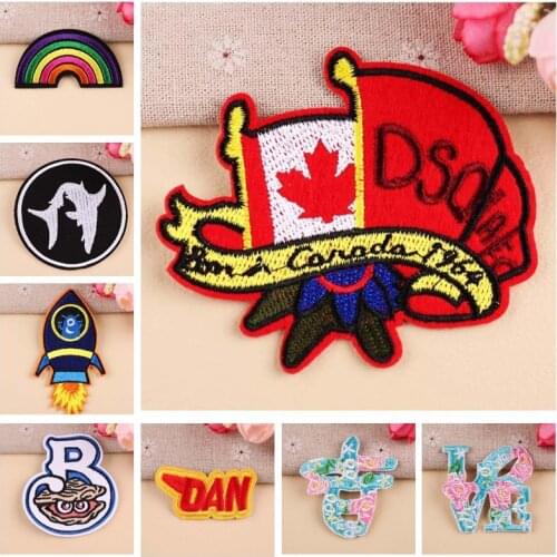 2019 New Canada Iron On Rainbow Patch rocket Embroidered Applique Sewing Clothes Sticker Garment Apparel Letter Badges Patches