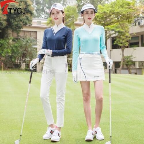 2020 New Womens Shirts Long Sleeve Golf Shirt Ladies Sunscreen Quick-Dry Sport Bottoming Tops Slim Fit Casual Golf Clothing