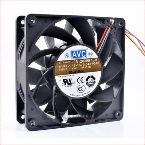 New AVC 12038 48V 0.54A 2B12038B48M 12CM industrial computer cooling fan
