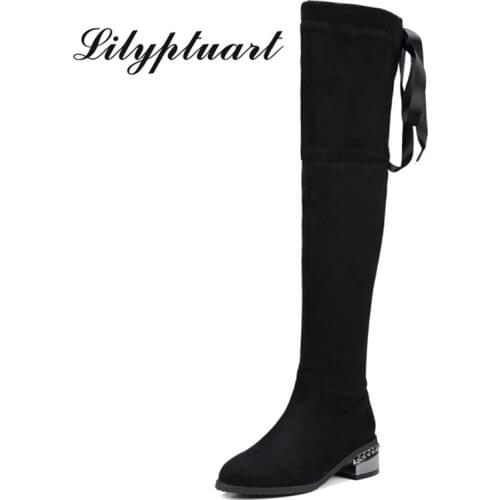 Autumn and winter with high tube over the knee boots fashion metal thick with pointed zipper over the knee female winter boots