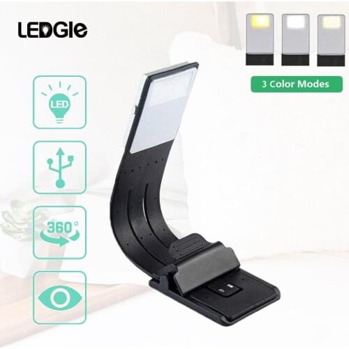 LEDGLE USB Rechargeable Reading Lamp Compact Desk Light Flexible Mini LED Lights Clip-on Table Flashlight for Kindle and Books