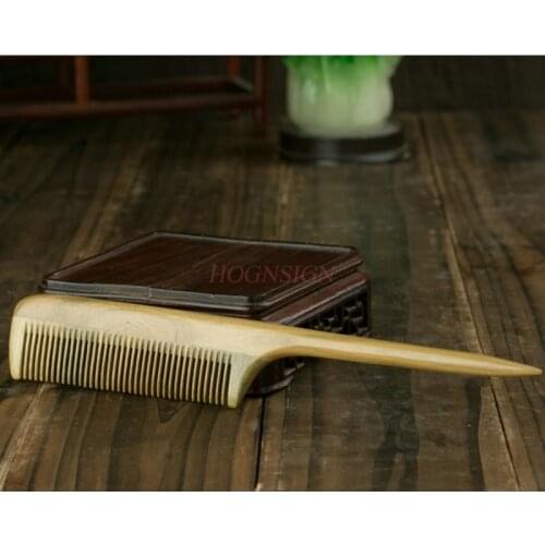 Natural Green Sandalwood Pointed Tail Comb Home Authentic Horn Combs Pick Wood Children Electrostatic Professional Hair Sale