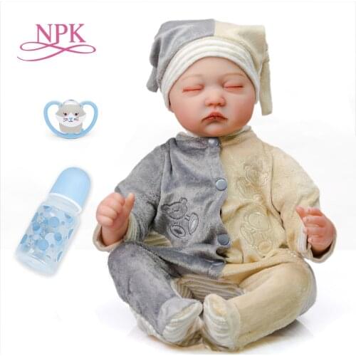NPK 55CM Lifelike Soft Body Bebe Doll Reborn Baby Sleeping Life Size Newborn baby doll Flexible Hand-Drawing Hair 3D Skin Tone