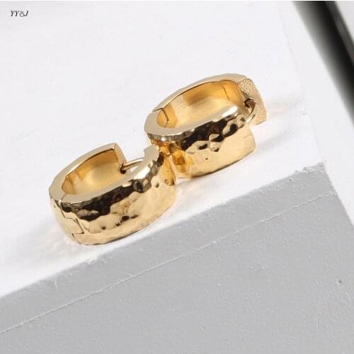 Meteorolite wide bold hoop earrings for women 2021 hammered stainless steel gold hinged hoop earrings trendy women accessory