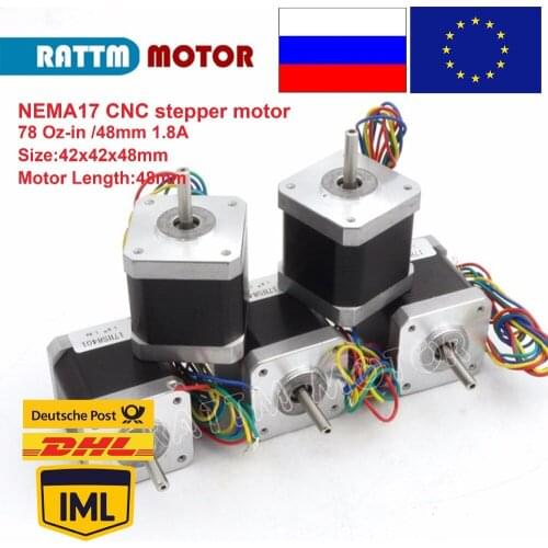 5pcs 2 Phase Nema17 stepper motor servo motor 48mm 1.8A 78 Oz-in for CNC 3D print 17HS8401