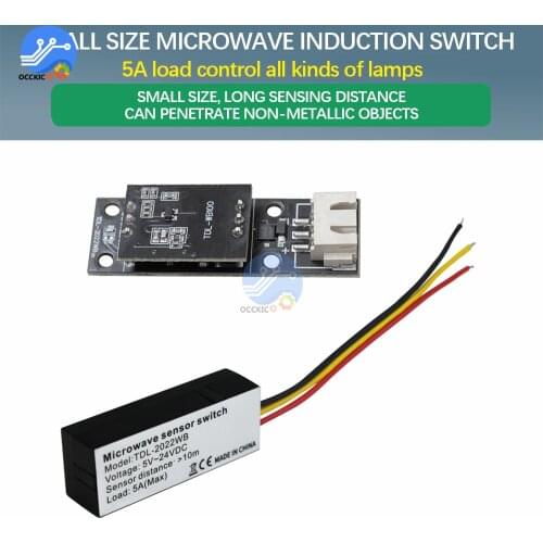 5V 12V 24V Microwave Radar Sensor TDL-2022WB 8-10M Induction Distance 360 Degree Sensing Angle Induction Switch Module