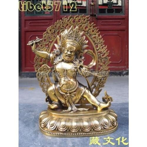 Tibetan Buddhist brass nice looking Vajrapani Chanai Dorje buddha statue 33 cm Decoration Dynasty Food Censer Bronze Statue