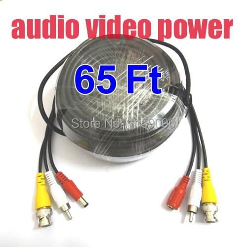 20M 65 Feet Video Audio Power Extension CCTV Cable For Security Camera