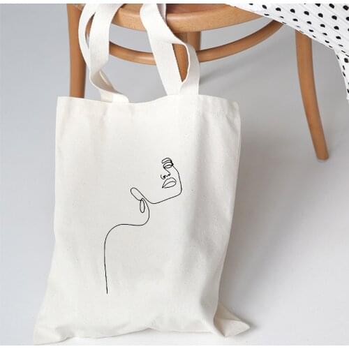 Abstract Graphic Handbag Female Itself Canvas Large Capacity Casual Fashion New Shopping Bag Foldable Vintage Shoulder Bags Girl