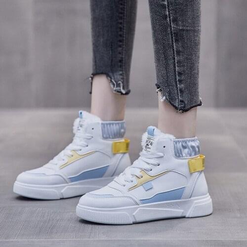 YXYT Womens casual sneakers; winter sneakers with plush fur; warm womens shoes; womens shoes with lacing; womens shoes on