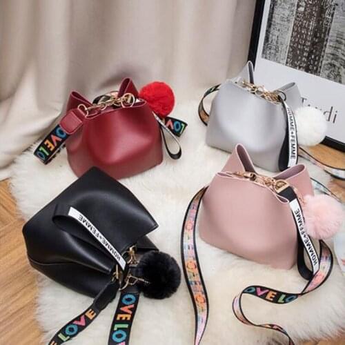 Ladies Crossbody Messenger Bags Women Bag With Colorful Strap Bucket Bag Women PU Leather Shoulder Bags Brand Designer Bag 2021