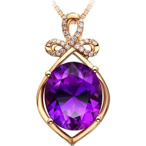 MENGYI Vintage Noble Oval Purple Zircon Pendant Necklace High Quality Necklace For Women Party Jewelry Gift Wholesale