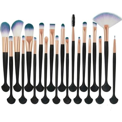 20Pcs Power Eye Shadow Brow Lip Concealer Fan Cosmetic Eyes Face Shell Make Up Brush Tool Kit Makeup Brushes Set