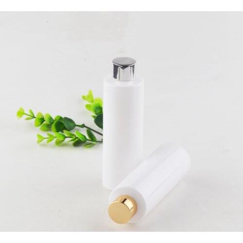 200ml Empty Plastic Container Bottle white Essential Oil Packaging Shower Gel Bottles gold/silver Screw Top Cap Bottles