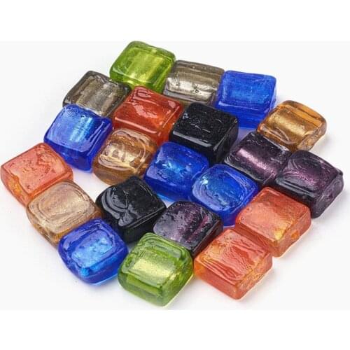 200pcs Mixed Color Square Handmade Lampwork Beads for Jewelry Making DIY Bracelet Necklace Findings 12 20mm