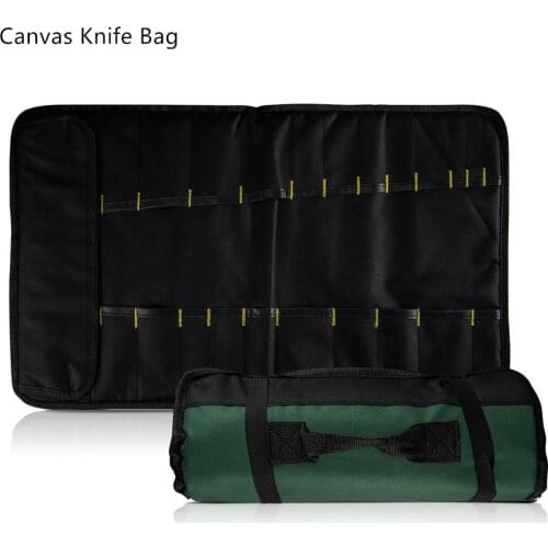 3 Colors Choice Chef Knife Bag Roll Bag Carry Case Bag Portable Durable Storage Pockets Kitchen Cooking Tool Black Blue Green