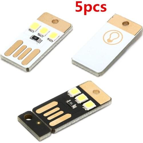 5pcs/lot Mini Pocket Card USB Power LED Keychain Night Light 0.2W USB LED Bulb Book Light For Laptop PC Powerbank Night Lamp