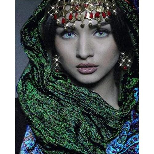 5D Diamond Embroidery Indian beauty diy diamond painting cross stitch mosaic full square round drill canvas wall stickerZP-2487