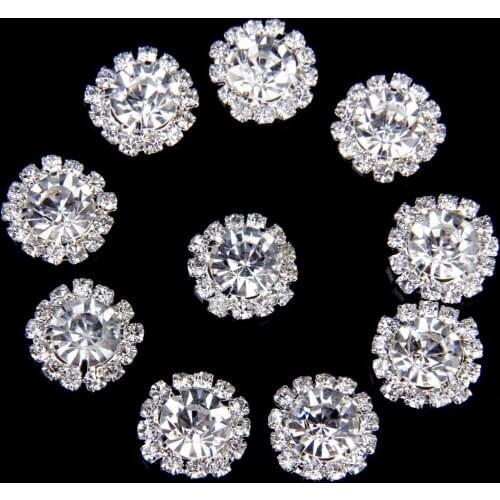 Sewing Accessories Phenovo 10pcs 15mm Crystal Rhinestone Button Flatback DIY Craft Clear Fit Sewing Scrapbooking Decor Supplies