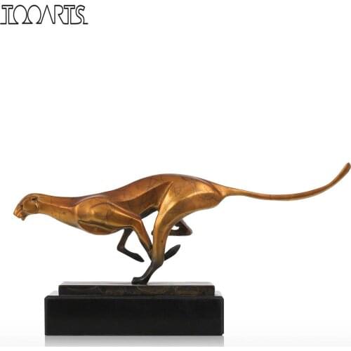 Tooarts Leopard Bronze Figurines Modern Metal Artificial Statue Craft Animal Sculpture for Office Home Decoration Accessories