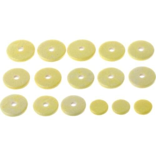 E9LE 16pcs Flute Leather Pad Music Woodwind Pads Repair Yellow Instrument Accessory