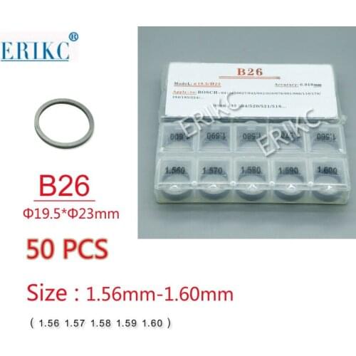 ERIKC B26 Common Rail Diesel Injector Gasket Kit Size from 1.56mm to 1.60mm Nozzle Needle Valve Lift Adjusting Shims