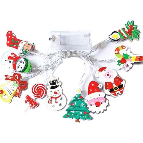 1.65M 10LED Snowman Santa Claus String Light Garland Christmas Tree Decor New Year Battery Fairy Lamp Holiday Lighting Noel 2021