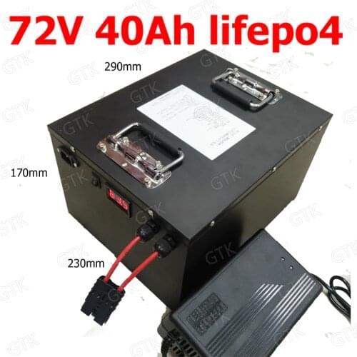 GTK waterproof lithium 72v 40ah lifepo4 battery BMS 24S for 4000w 3500w bicycle bike scooter Forklift vehicle +5A charger