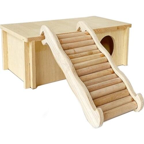 Hamster Climbing Ladder with Groove Wooden Ramp Bridge for Guinea Pigs Hedgehog Mouse Sugar Glider Squirrel Chipmunk