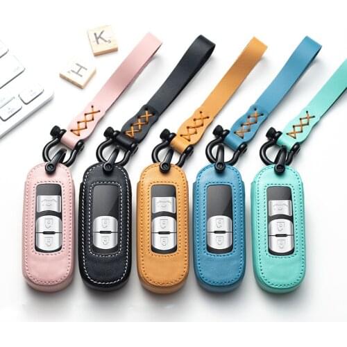 Leather Car Key Case Cover Auto Key Protection for Mazda 3/6 Axela Atenza CX-5 Car Holder Shell Car-Styling Accessories Cover