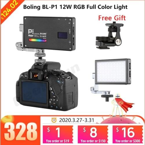 Boling BL-P1 RGB LED Video Light 2500K-8500K Dimmable On Camera Photography Lighting Video Studio DSLR Camera Light for Vlog