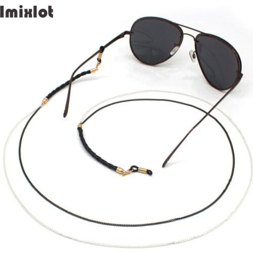 Fashion Womens Eyeglass Chain PU Braid Leather Sunglasses Reading Glasses Cords Glasses Holder Strap Lanyards Eyewear Necklace