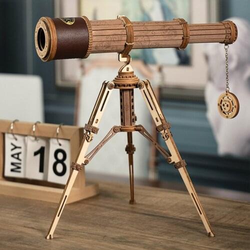 Monocular Telescope DIY 3D Wooden Puzzle Removable Assembly Decompression Toy Great Gifts for Children Hot Decorative Telescopes