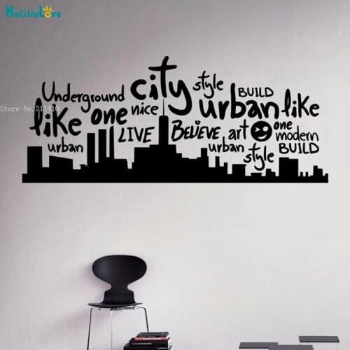 Urban City Wall Vinyl Decal Skyline Skyscraper Interior Graphics Removable Home Décor Living Room Murals YT4452