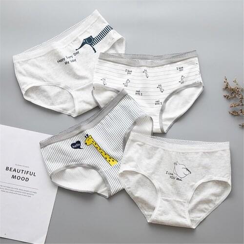 100% cotton crotch in cotton mid-waist underwear, lovely printed ladies cotton briefs TA-5