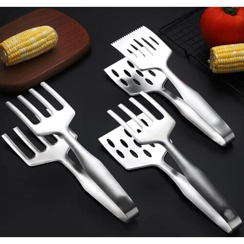 2021 New Grilling Tongs Eco-friendly Rust-proof Stainless Steel Salad Bread Serving Tongs Supplies for Home Cooking Tool Gadgets