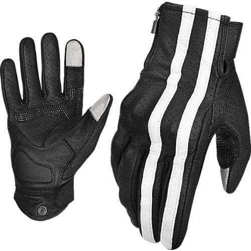 NEW Summer Breathable Touch Screen Motorcycle Genuine Leather Gloves off-road Motorcycle Gloves Retro