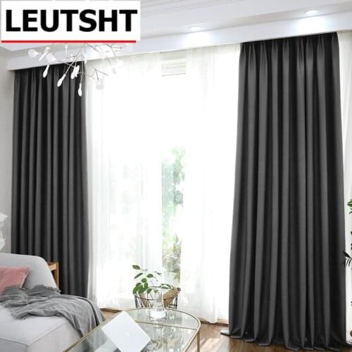 Blackout Grey Curtains for Living Room Bedroom Thermal Insulated Curtain Windows Treatment Home Decor