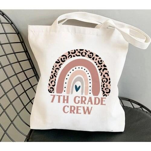 Supplier Teacher 7th Grade Crew Printed Tote Bag women Harajuku shopper handbag Shoulder shopping bag Lady gift Canvas Bag