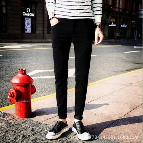 Top quality 2020 autumn winter Casual Mens jeans fashion pencil pants youth Slim fit teenagers man stretch foot mens trousers