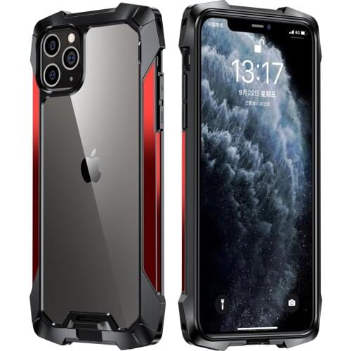 R-JUST Metal Airbag Anti-Drop Transparent Phone Soft Case Shell for iPhone 12 mini 11 Pro Max Xs Max XR X 8 Plus 7 Plus SE Cover