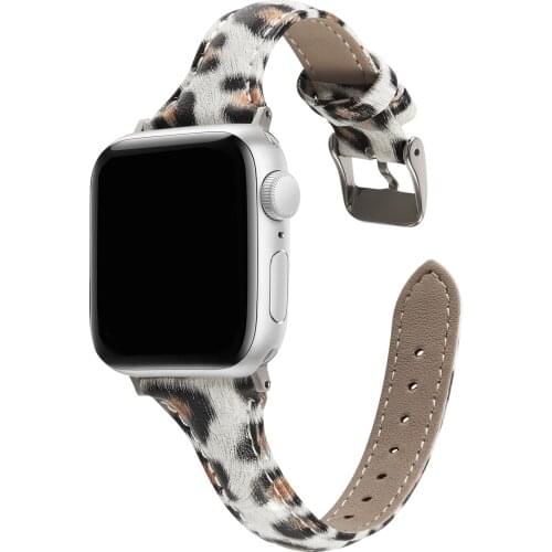 Leopard-print Apple Watch Band 42mm 38mm 40mm 44mm Lady Wristband for iWatch series Slim Leather Strap For Apple Watch SE 6 5 4