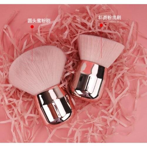 Luxury Shinny Make up Brush Silver Soft Mushroom Powder Brush Pink Angled Flat Air Kabuki Blusher Makeup Brush