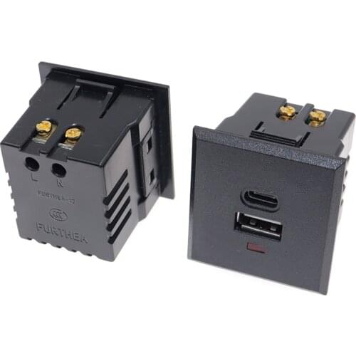 USB+Type -C AC Power Socket Embedded Desktop Receptacle DC Charging Power Panel Module Outlet 5V 220V With LED Indicator