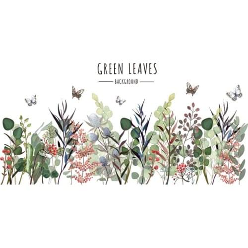 Plant Green Leaf Wall Sticker Self-adhesive Wall Decal PVC Waterproof Wallpaper Removable Pinup Picture Home Decoration Supplies