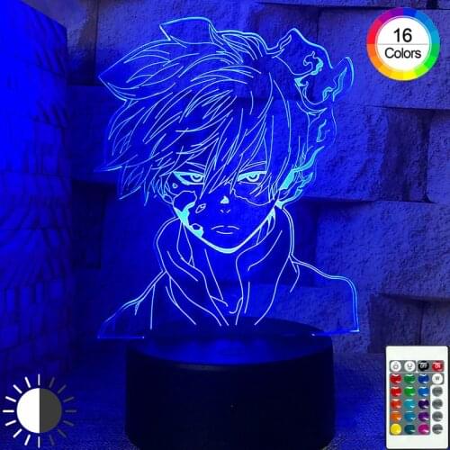 3D Newest Anime 3D Led Lamp My Hero Academia Bedroom Decor Night Lights Childrens Lights Remote Control 16 Colors Holiday Gift