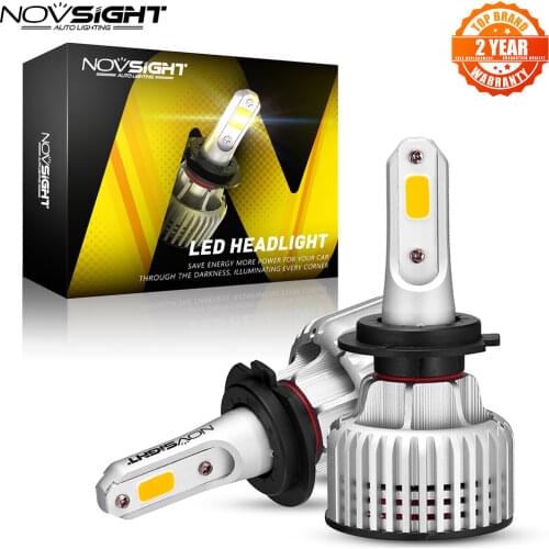 NOVSIGHT Led H7 Bulb Car Headlight Bulbs 3000K Yellow H1 H3 H4 H11 H8 H9 H13 9005 9006 9007 10000LM Mini Size Auto Accessories