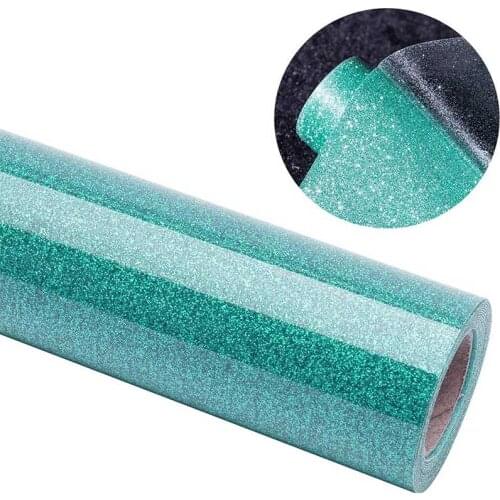 Heat transfer vinyl Glitter green color Iron On transfer vinyl rolls HTV for farbic heat press decor film easy to cut weed vinyl